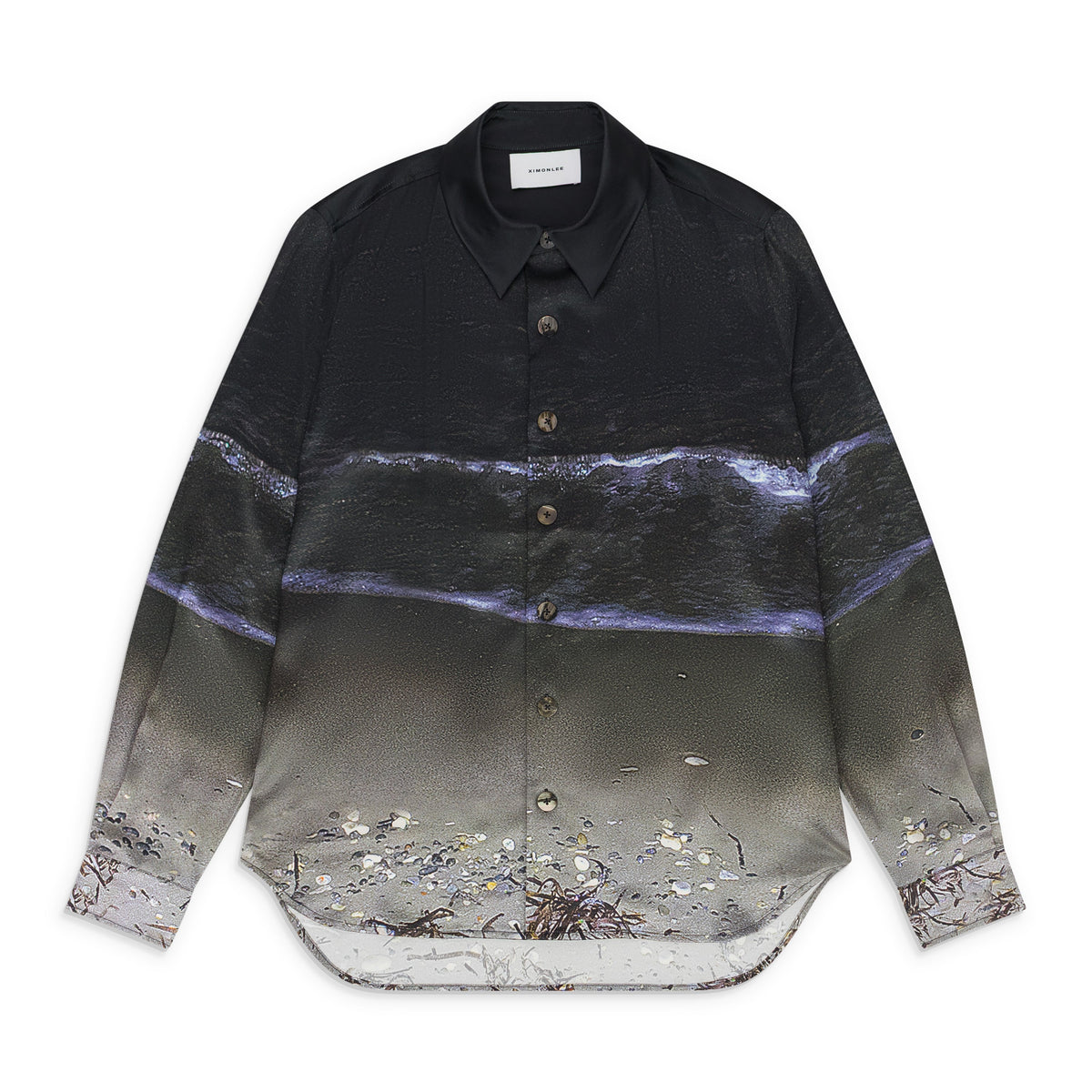 Night Shore Print Silk Shirt