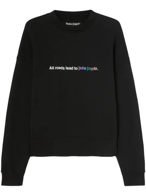 Palm Angels All Roads slogan-print cotton sweatshirt