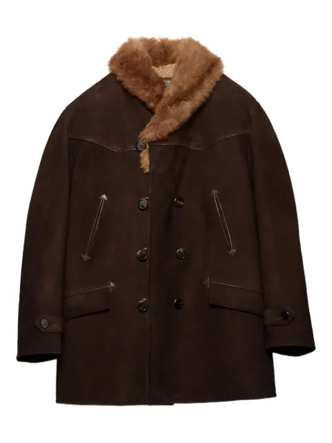 Prada shearling-collar suede jacket