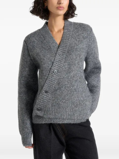 Manière De Voir Dani unisex asymmetric brushed knit cardigan