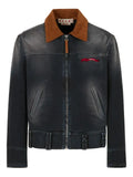 Marni contrast suede-collar denim jacket