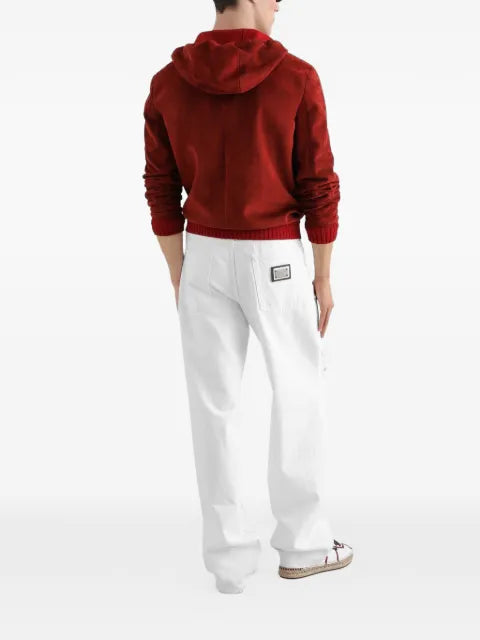 Dolce & Gabbana suede hooded jacket with knit details