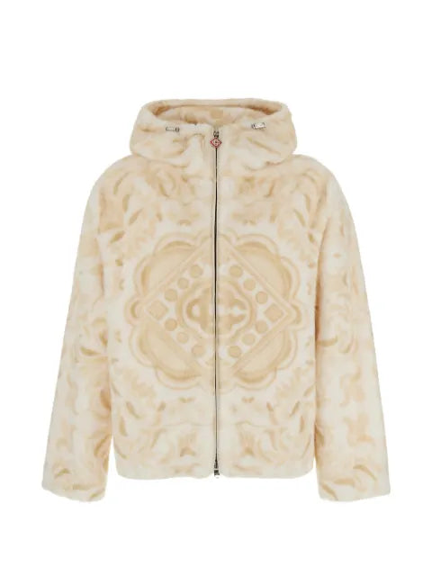 Casablanca patterned faux-fur hooded jacket