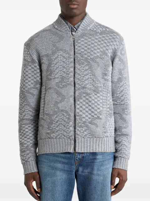 ETRO knit wool-blend bomber jacket with motif