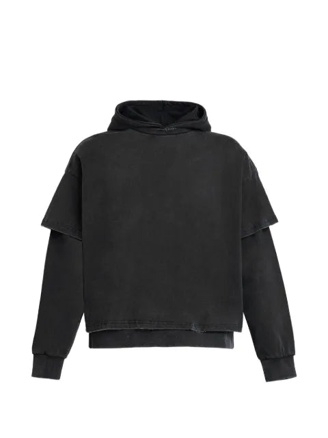 FOUND distressed layered-effect hoodie