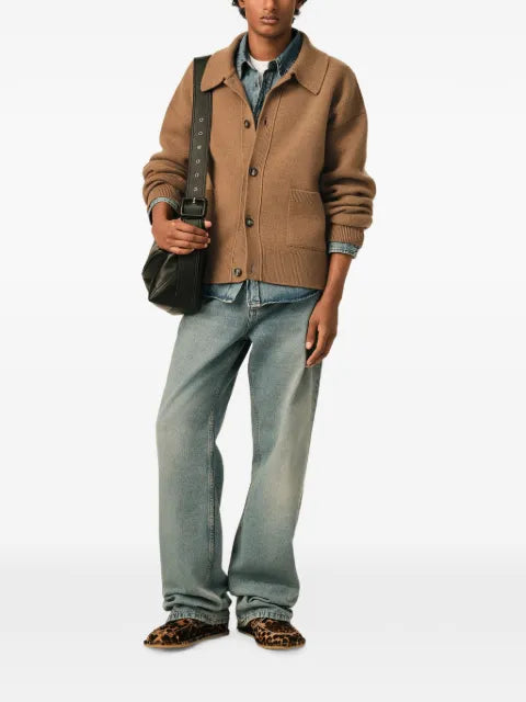 AMI Paris wool shirt collar cardigan