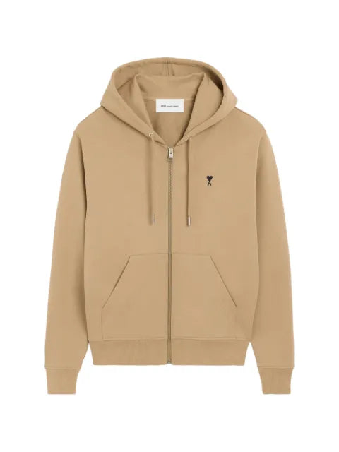 AMI Paris Zipped cotton hoodie with Ami de Coeur