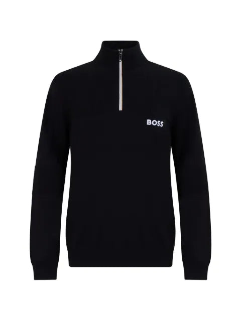BOSS quarter-zip logo-print sweater