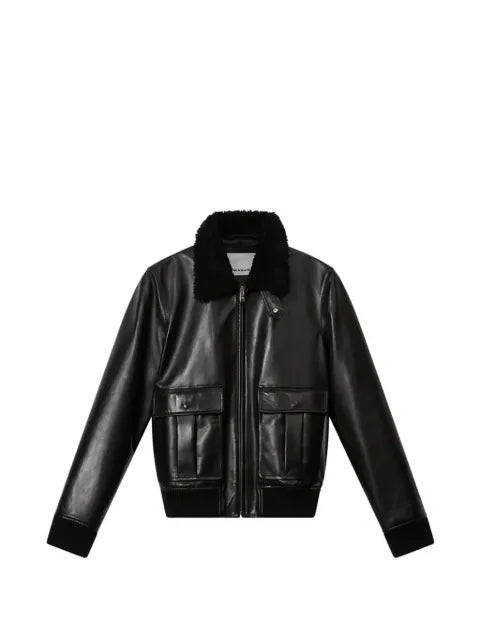 MARANT Bowy fur-collar leather jacket