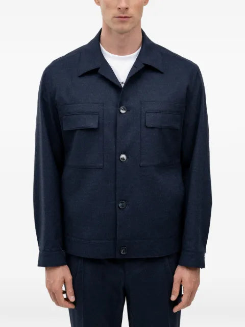 HUGO button-up patch-pocket overshirt