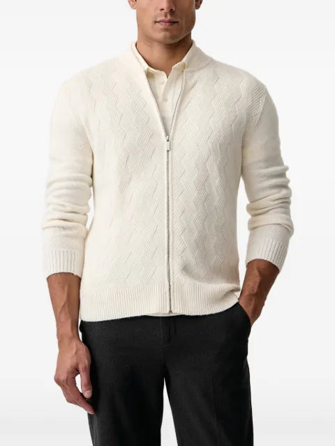 Karl Lagerfeld chevron-knit zip-up sweater