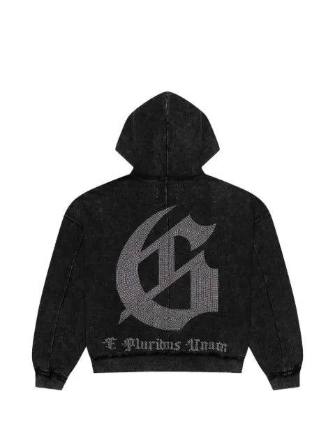 GODSPEED rhinestone-logo acid-wash hoodie