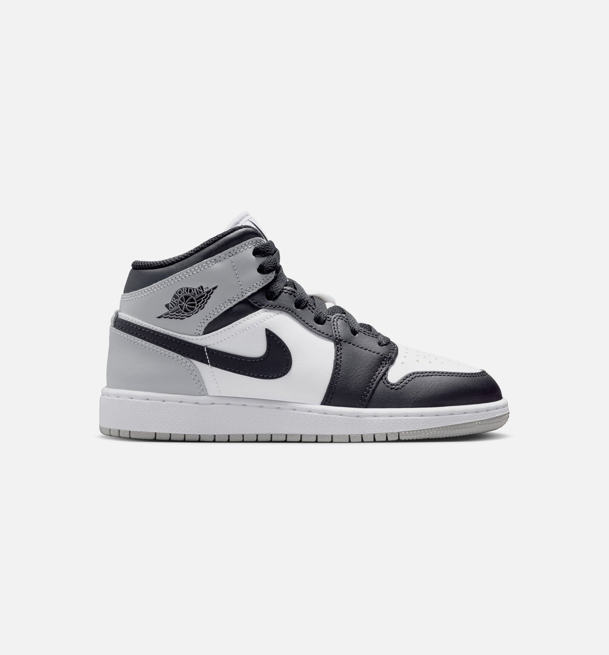 Air Jordan 1 Mid Grade School - White/Light Smoke Grey/Black