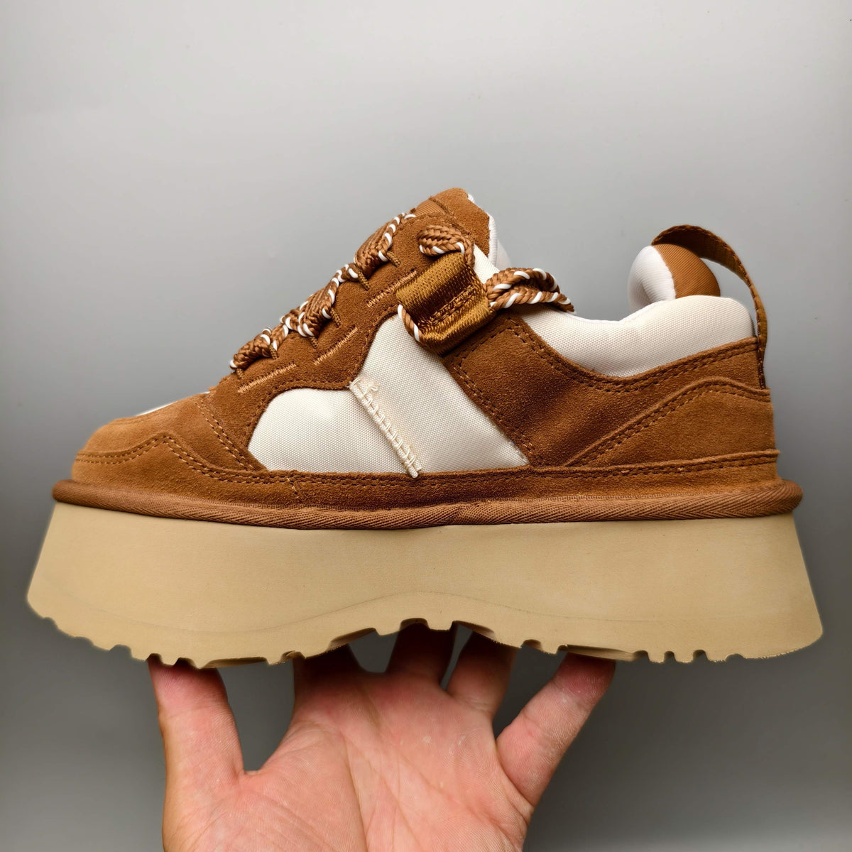 Chestnut Chunky Sole Dad Sneakers — Lace-Up | New Arrival | In Stock