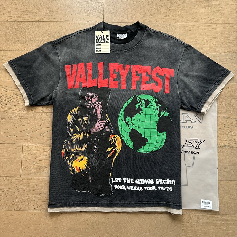 VALE USA Fest Graphic Washed Black T-Shirt