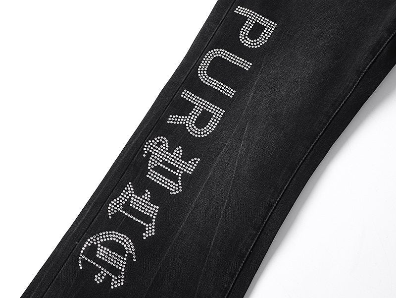 Purple Brand Black Washed Rhinestone Detail Jeans