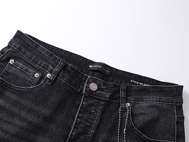 Purple Brand Washed Black Distressed Flare Jeans