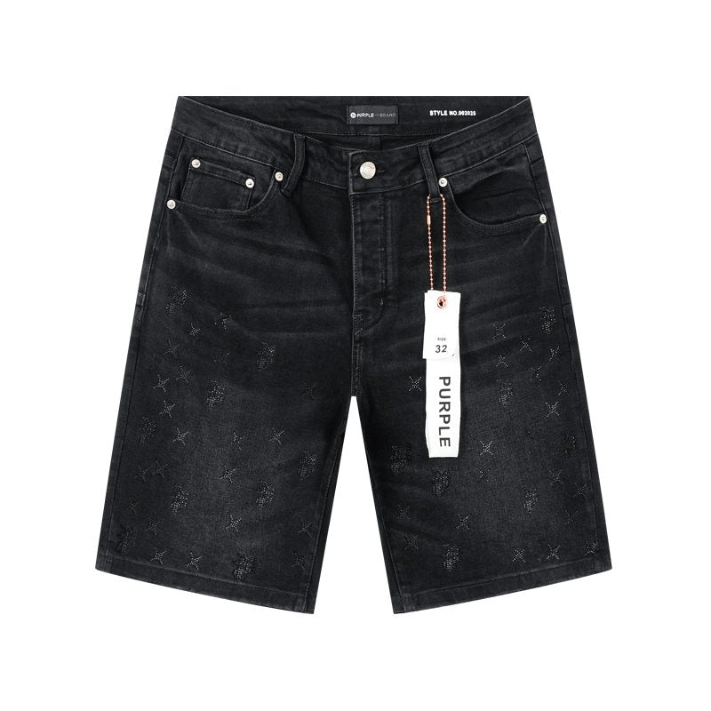 Purple Brand Star Embellished Denim Shorts