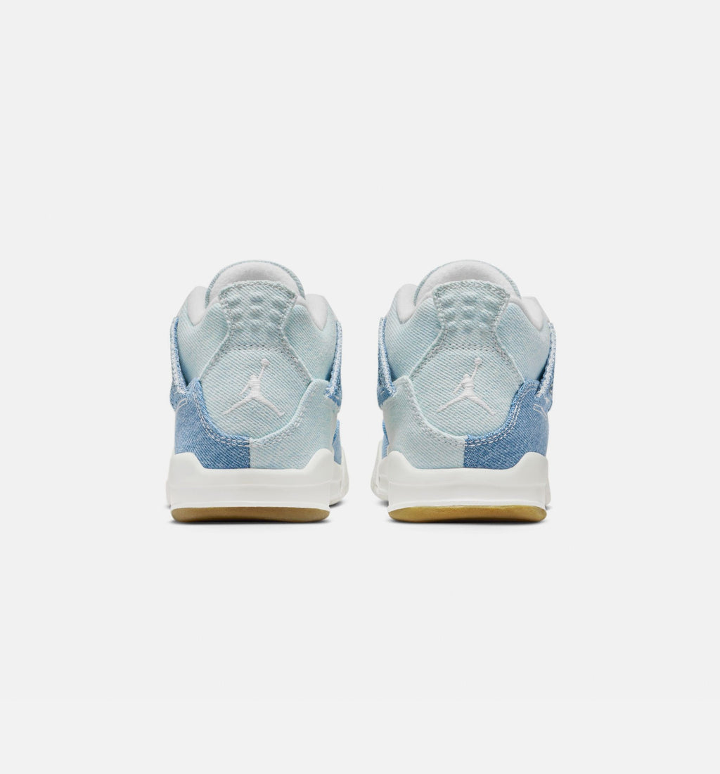 Air Jordan 4 Retro Worn Blue Preschool – Sail/Worn Blue/Metallic Gold