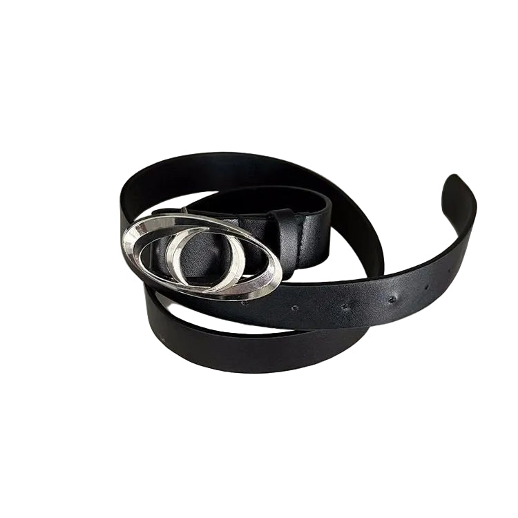 Marthenaut Slim Leather Belt Interlock Metal Buckle Fashion Waist Belt