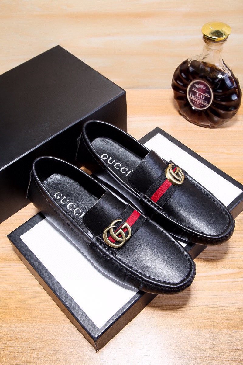 Gucci Black Red-Green Stripe Loafers