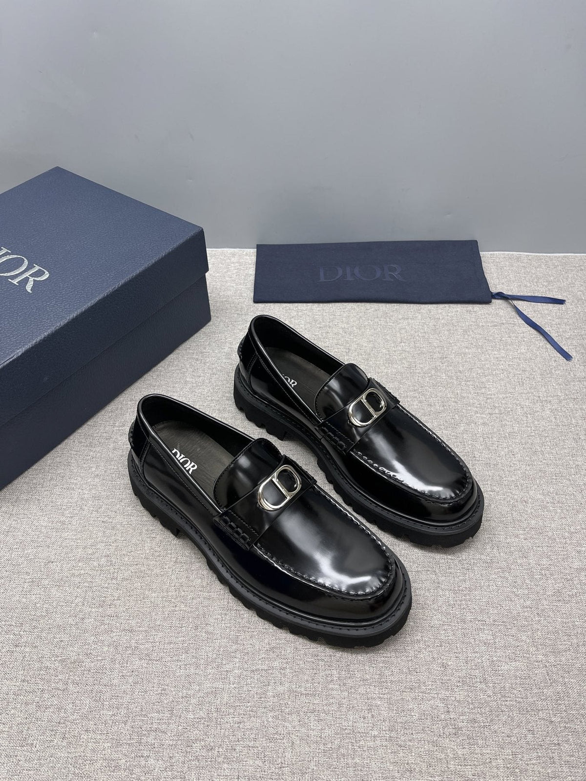 Dior Men's Black Buckle Loafers