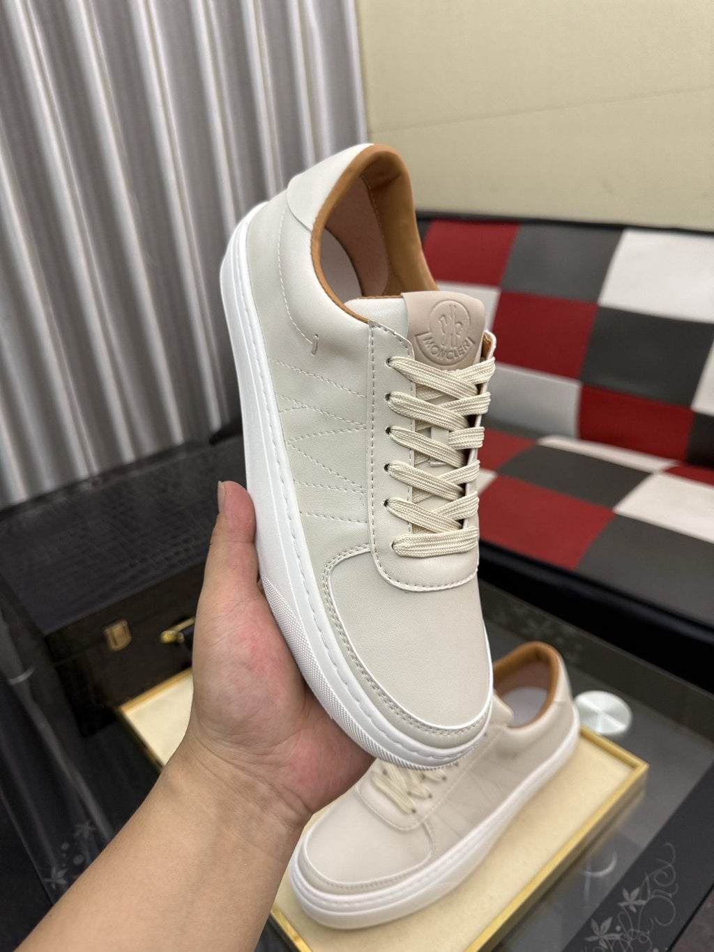 Moncler Men's Off-White Low-Top Sneakers