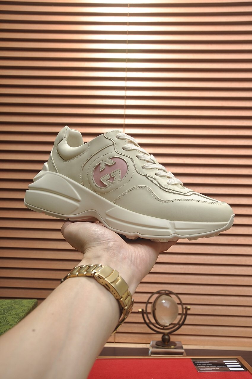 Gucci Ivory and Pale Pink Chunky Sneakers