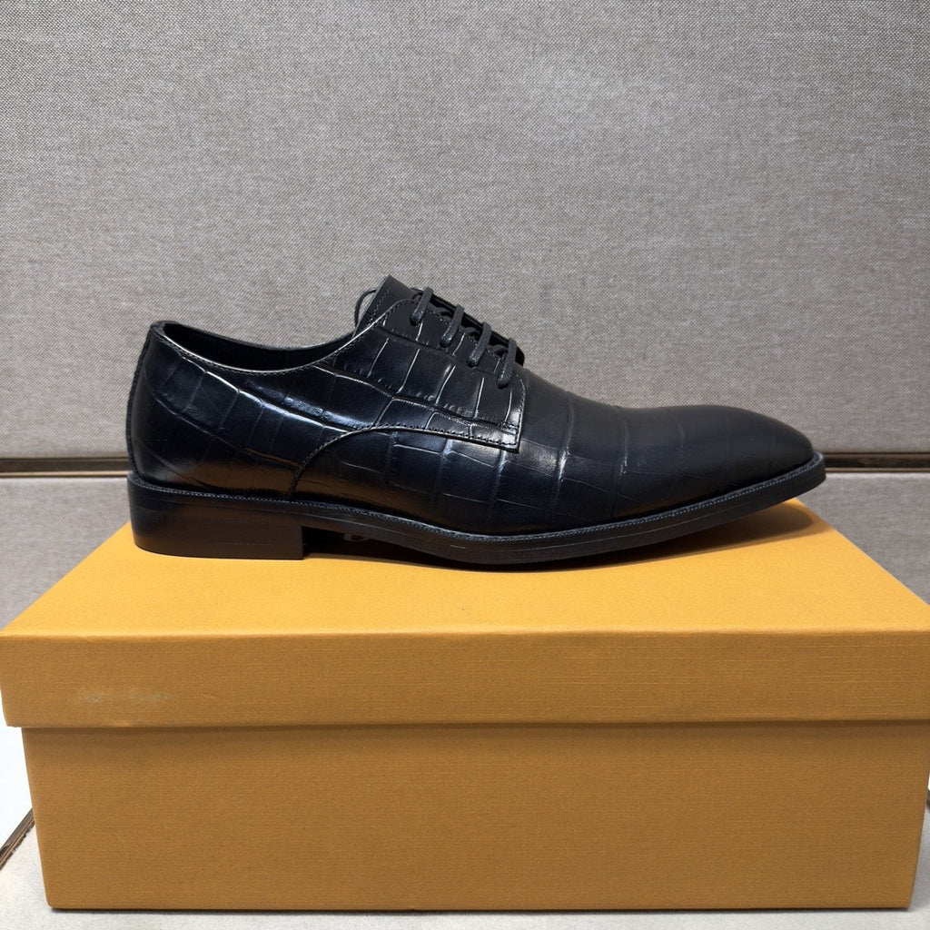 Louis Vuitton Men's Crocodile-Embossed Lace-Up Dress Shoes