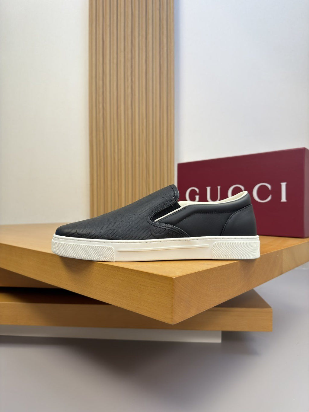 Gucci Leather Slip-On Sneakers