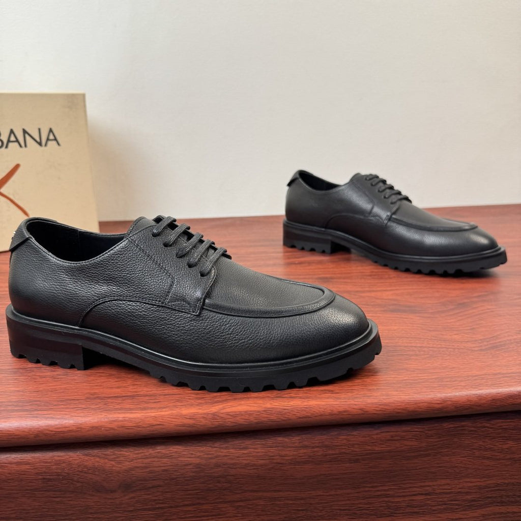 Dolce & Gabbana Men's Grained Leather Derby Shoes