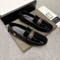 Gucci Web Stripe Loafers - Moc-Toe Stitching