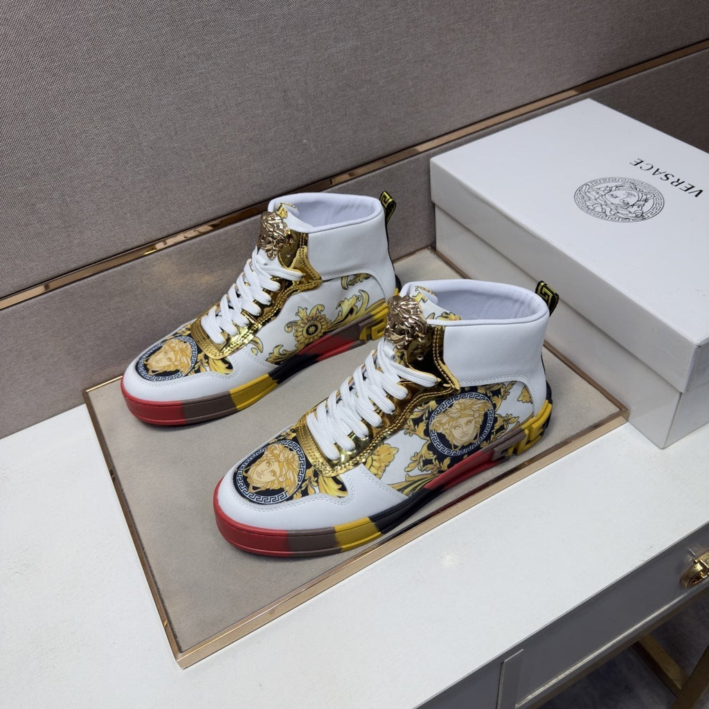 Versace Men's Gold High-Top Sneakers