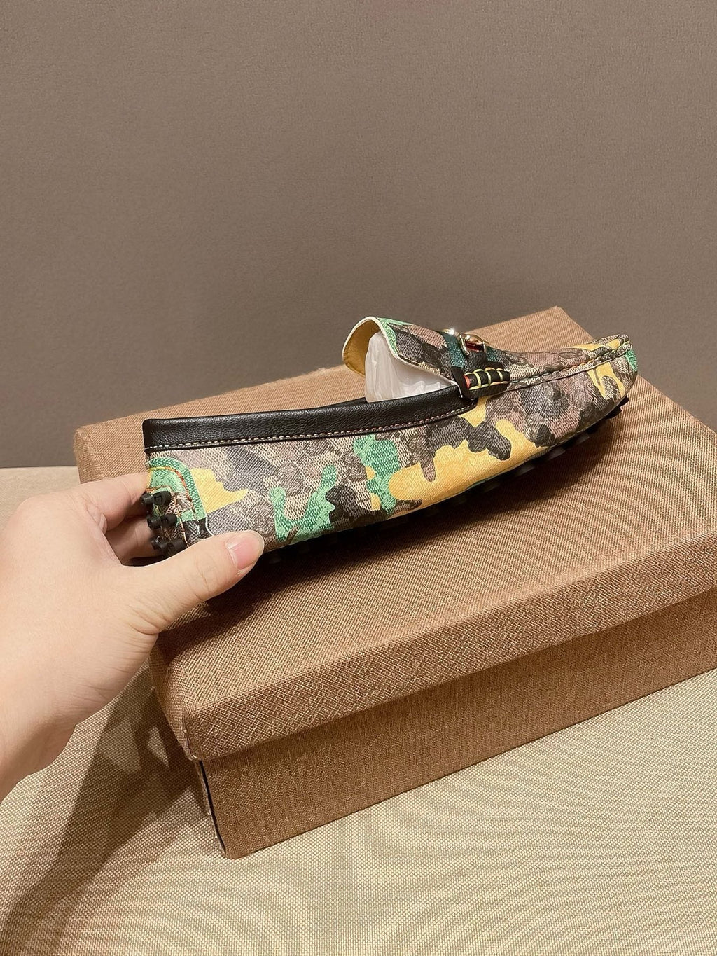 Gucci Patterned Metal-Accent Loafers