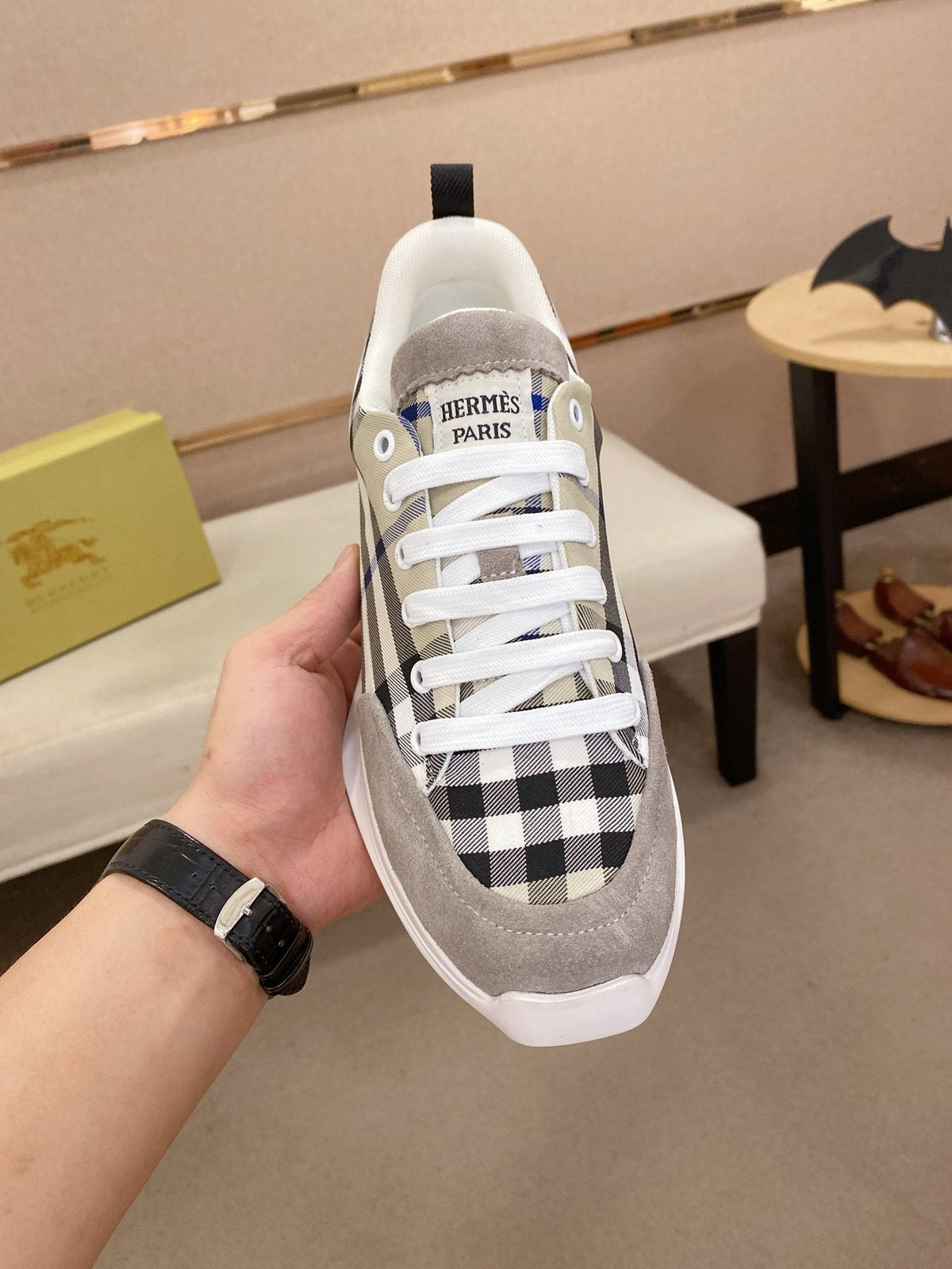 Hermès Plaid Low-Top Sneakers