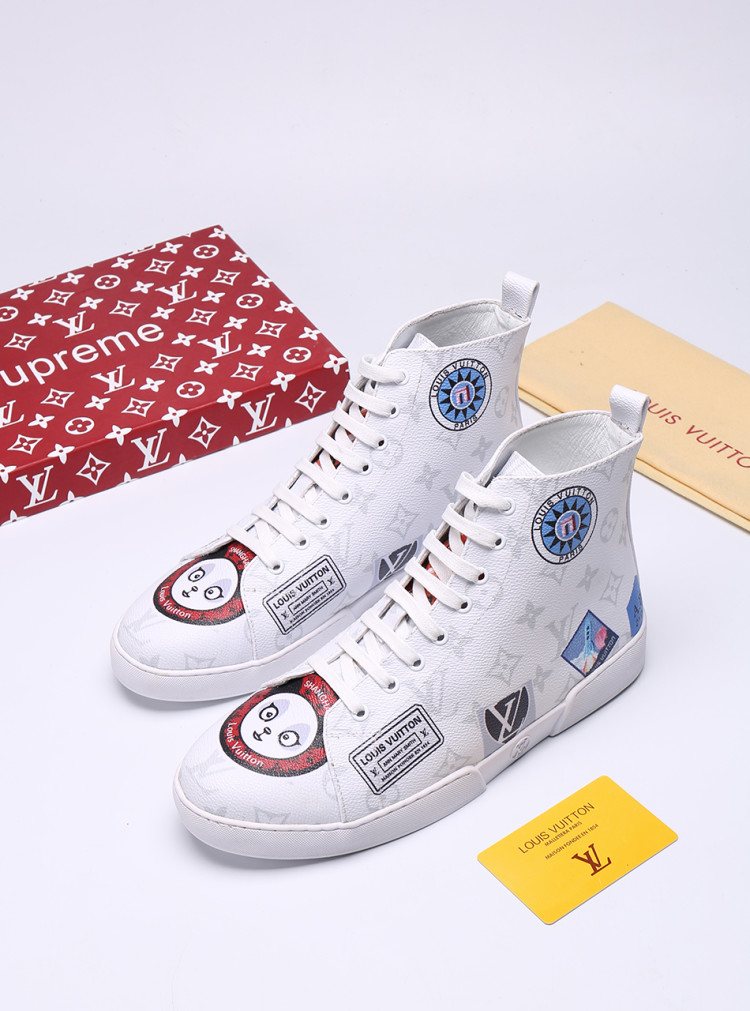 Louis Vuitton Graphic Patch High-Top Sneakers