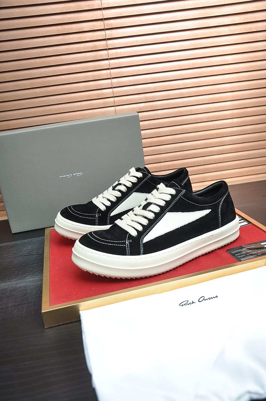 Rick Owens Contrast-Panel Platform Sneakers