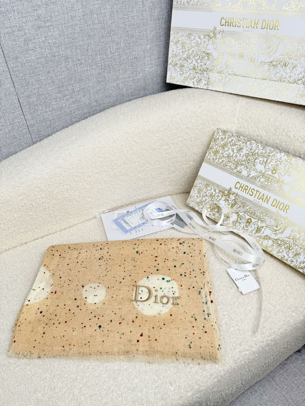 Dior Dotted Embroidered Scarf
