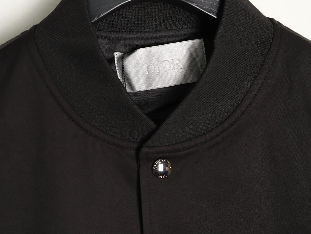 Dior Floral-Detail Back-Logo Varsity Jacket - Black