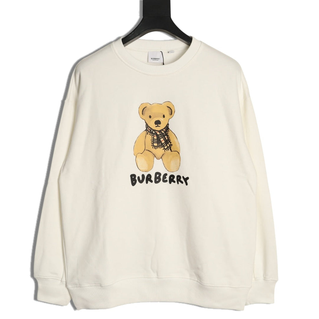 Burberry Teddy Bear Lettering Crewneck Sweatshirt - Cream